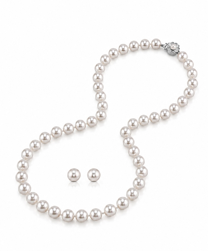 7.5-8.0mm Hanadama Pearl Necklace and Earring Set