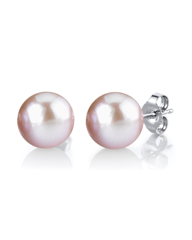 9mm Pink Freshwater Round Pearl Stud 