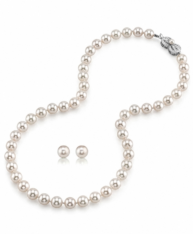 8.0-8.5mm Hanadama Pearl Necklace and Earring Set