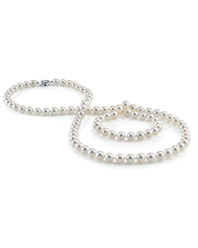 Opera Length Hanadama Akoya White Pearl Necklace