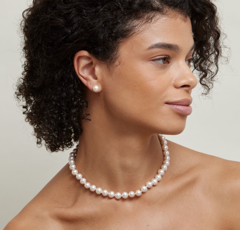 8.5-9.0mm Hanadama Akoya White Pearl Necklace - Secondary Image