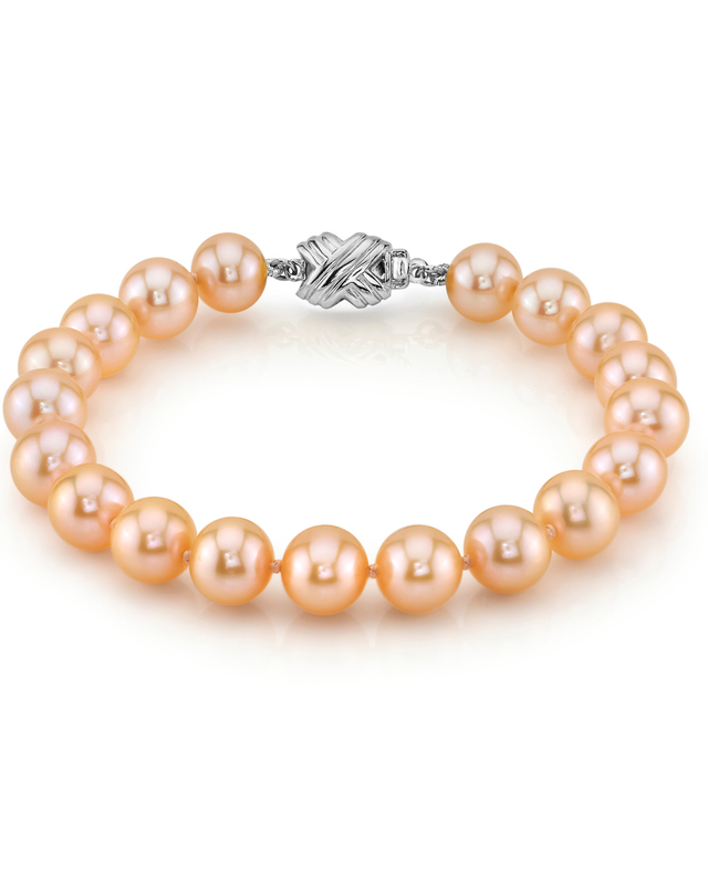 8.0-8.5mm Peach Freshwater Pearl Bracelet - AAA Quality