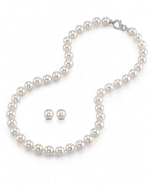 9.0-9.5mm Hanadama Pearl Necklace and Earring Set