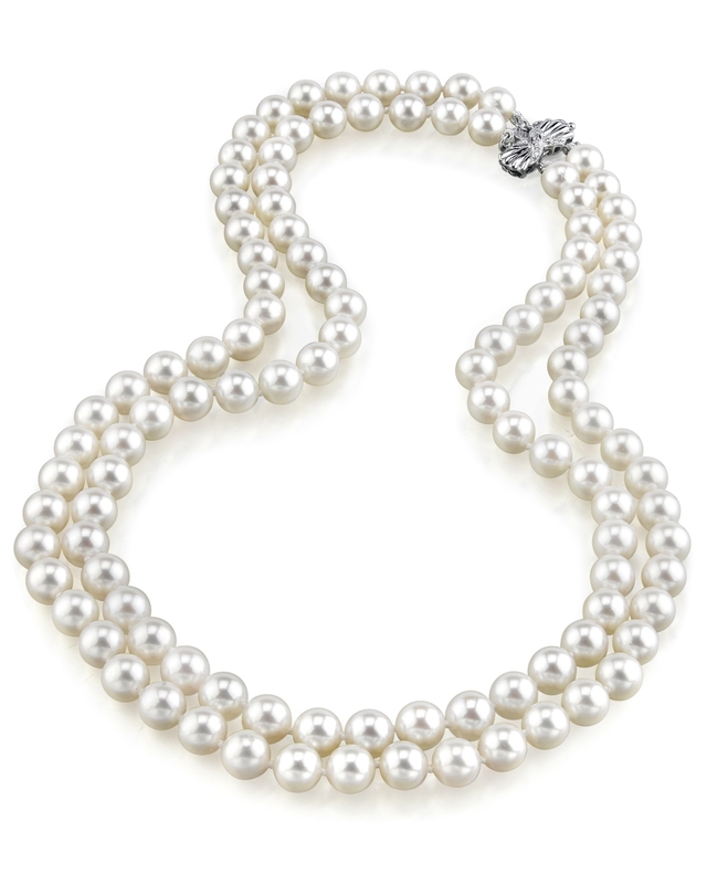 8.5-9.5mm White Freshwater Pearl Double Strand Necklace