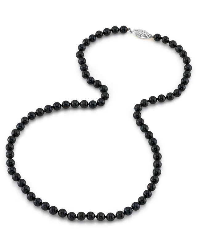 5.0-5.5mm Japanese Akoya Black Pearl Necklace- AA+ Quality