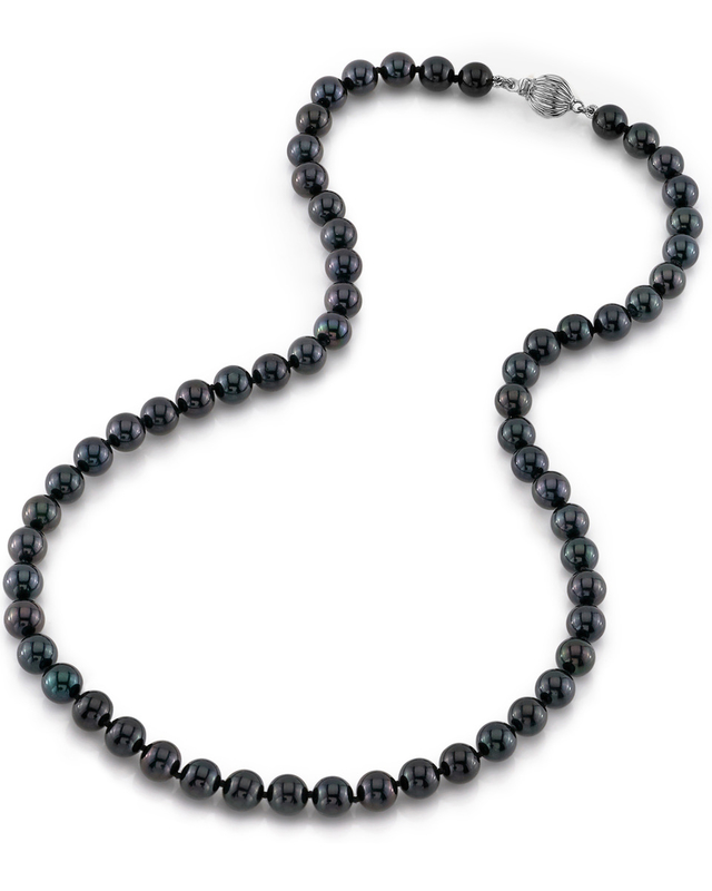 6.5-7.0mm Japanese Akoya Black Pearl Necklace- AAA Quality