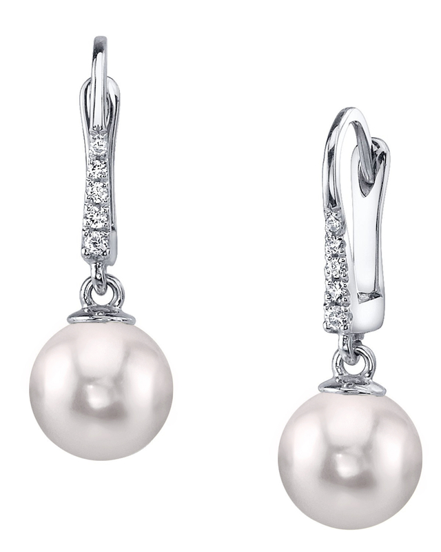 Japanese Akoya Certified Hanadama Pearl & Diamond Susan Earrings