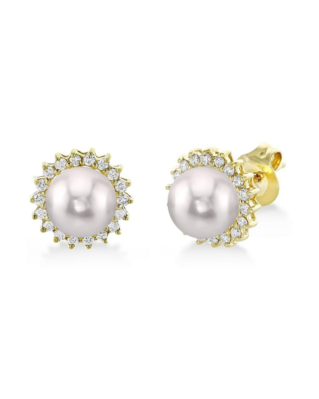 Akoya Pearl & Diamond Tessie Earrings - Model Image