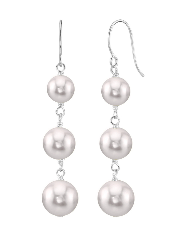 White Akoya Pearl Triple Drop Earrings