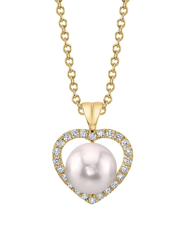 Akoya Pearl & Diamond Heart Amour Pendant