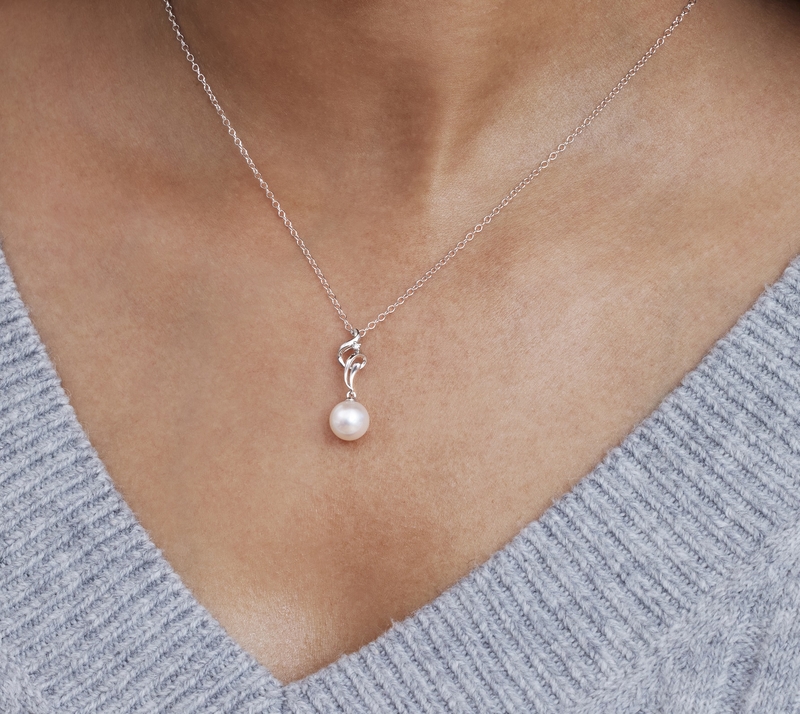 Akoya Pearl & Diamond Aria Pendant - Model Image