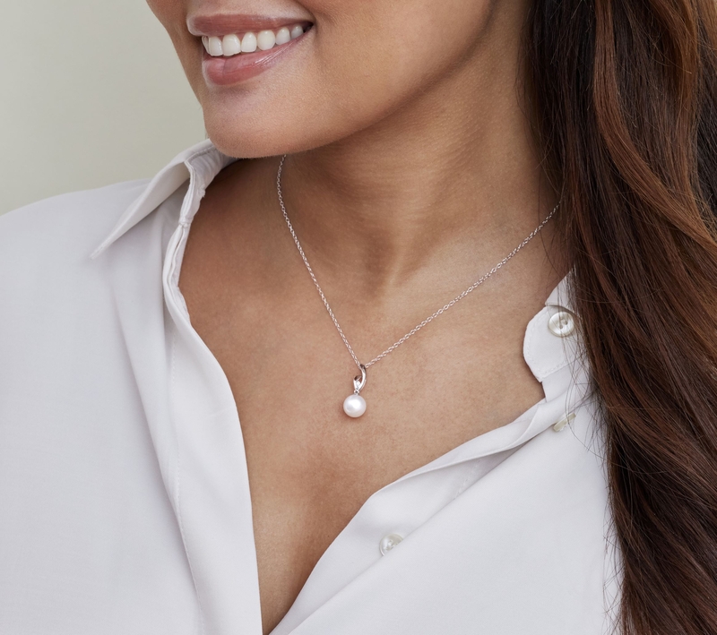 Akoya Pearl & Diamond Lois Pendant - Model Image