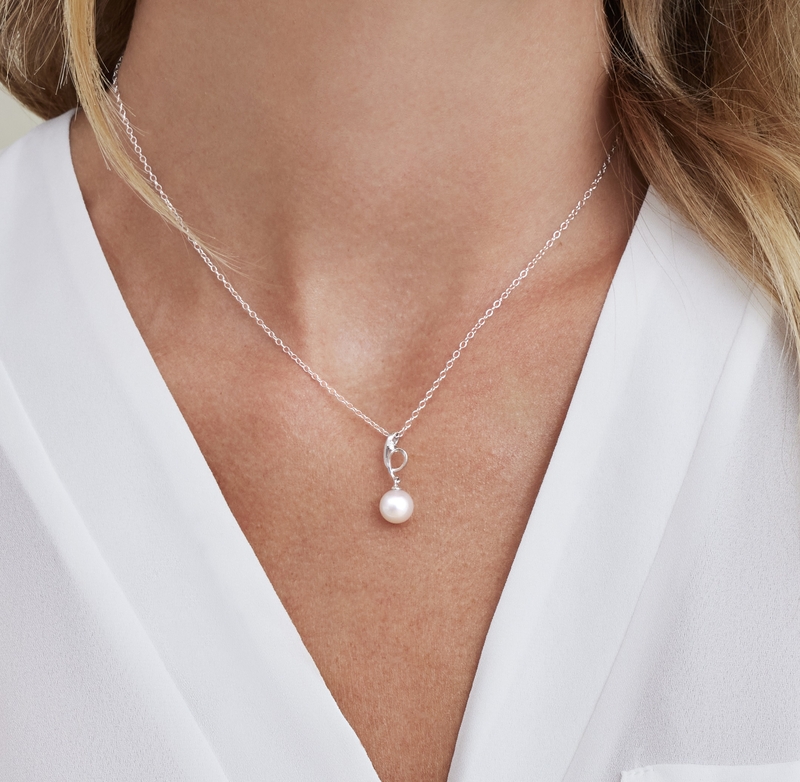 Pearl & Ruby Pendant Necklace in 14k White Gold | QP Jewellers