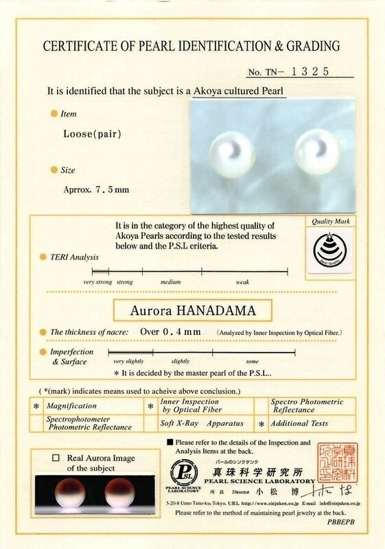 Japanese Akoya Certified Hanadama Linda Earrings - Secondary Image