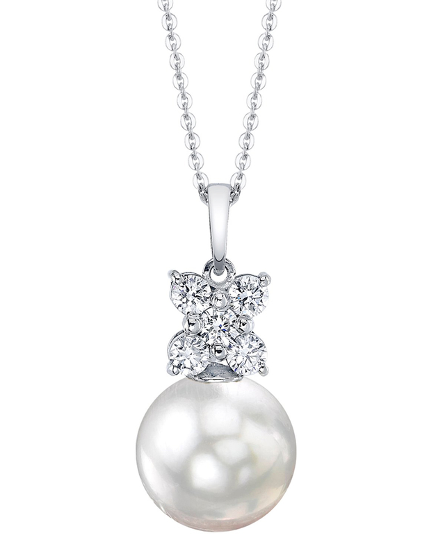 White South Sea Pearl & Diamond Dahlia Pendant