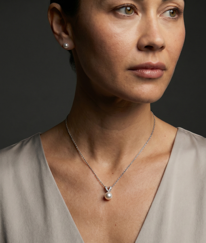 South Sea Pearl & Diamond Belissima Pendant - Model Image