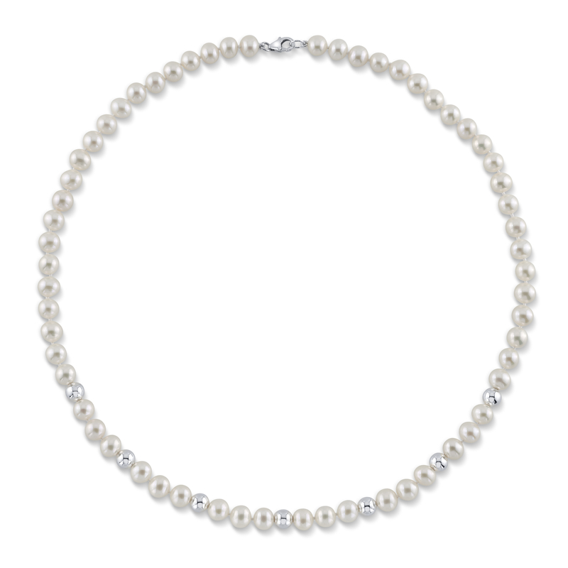 7.5-8.0mm White Freshwater Cultured Pearl Corey Necklace