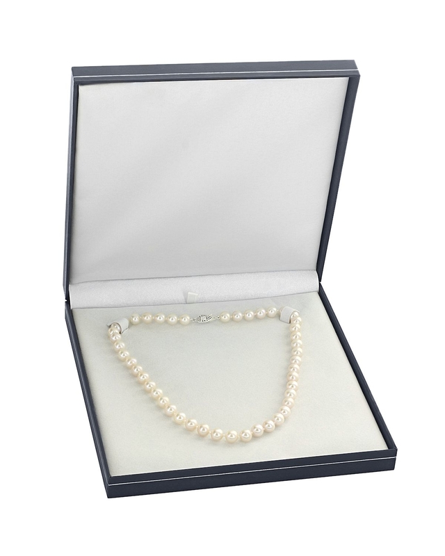 6.5-7.0mm White Freshwater Cultured Pearl Double Strand Necklace with 14K Gold Clasp - Secondary Image