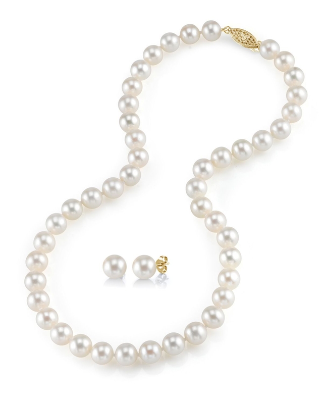 7.0-7.5mm Freshwater Pearl Necklace & Earrings - Third Image