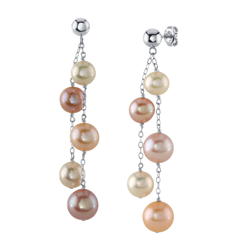Pink pearl dangle on sale earrings