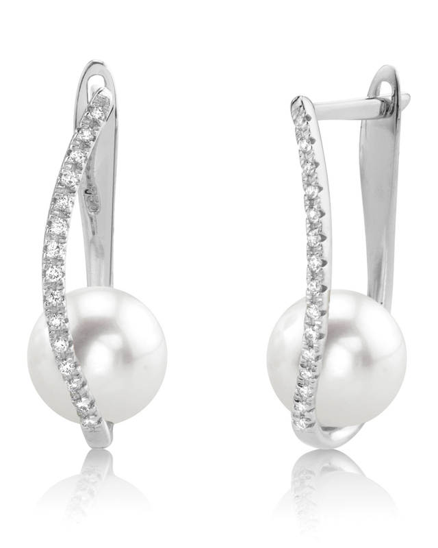 Freshwater Pearl & Diamond Eliza Earrings