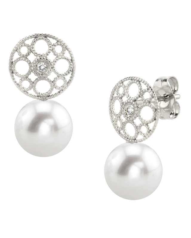 Freshwater Pearl & Diamond Faye Earrings