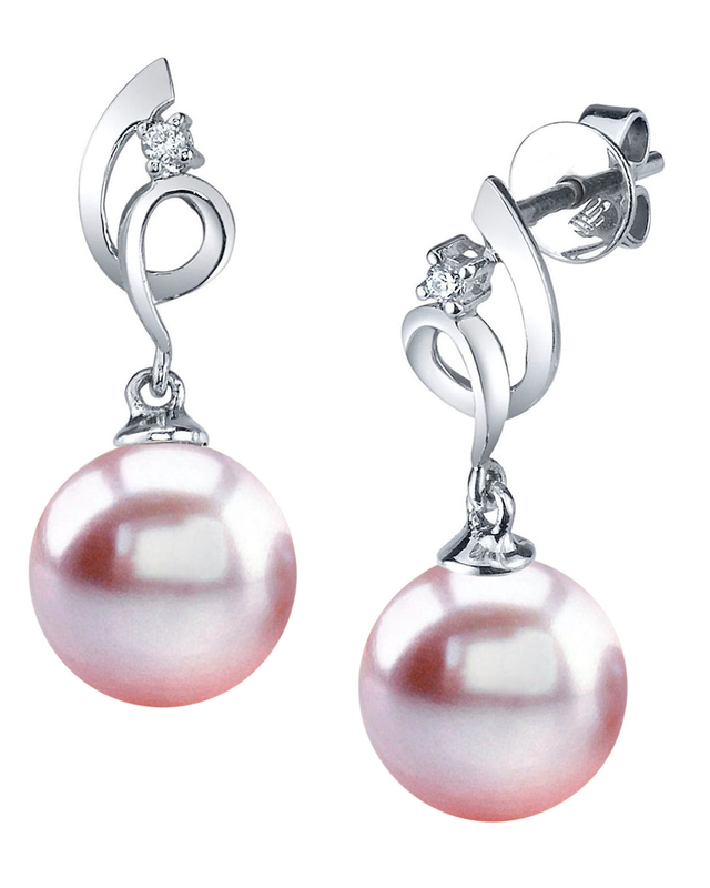 14K Gold Pink Freshwater Pearl & Diamond Symphony Earrings