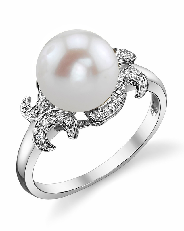 Freshwater Pearl Diamond Crown Jewel Ring