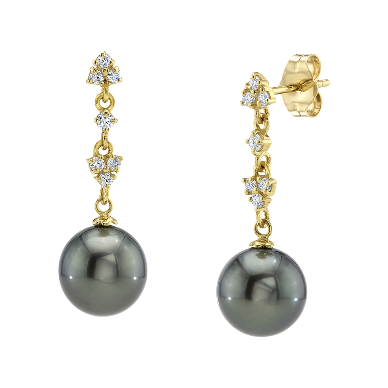 Tahitian South Sea Pearl & Lab Grown Diamond Georgia Earrings