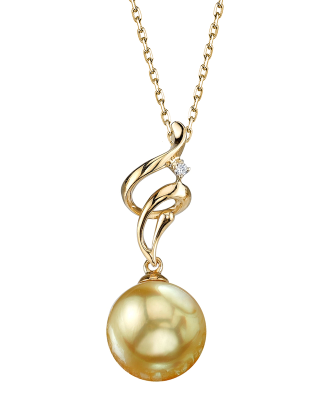 Golden Pearl & Diamond Aria Pendant