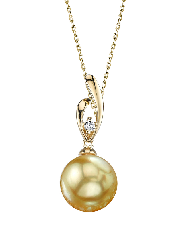 Golden Pearl & Diamond Lois Pendant