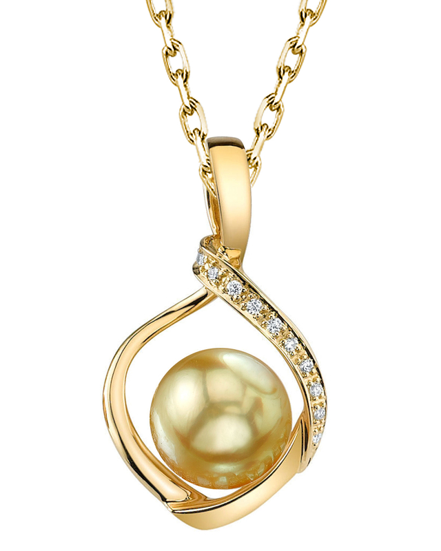 Golden Pearl & Diamond Alexis Pendant