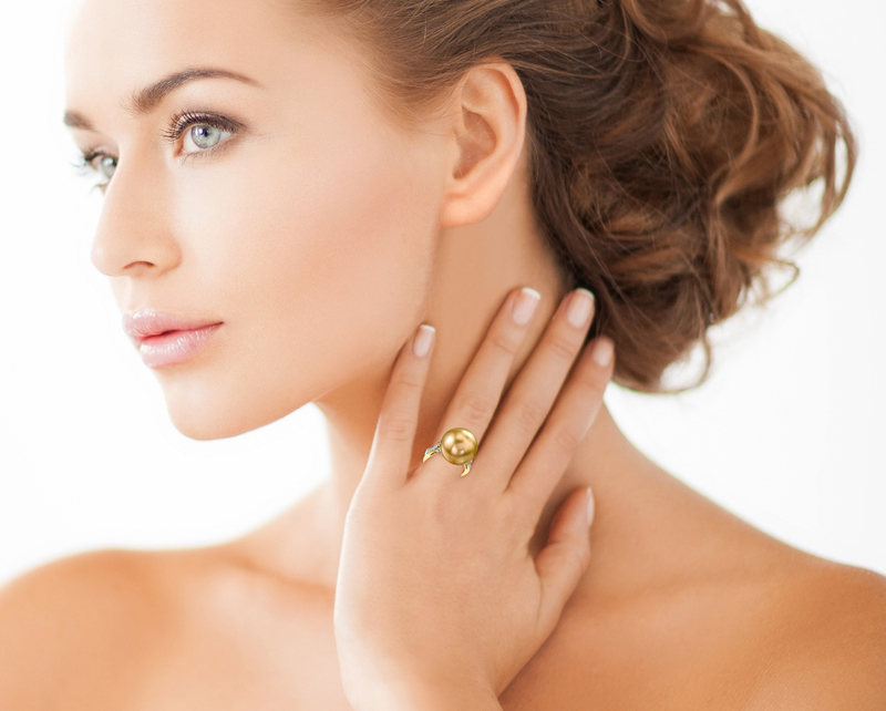 Golden Pearl & Diamond Ariella Ring - Model Image