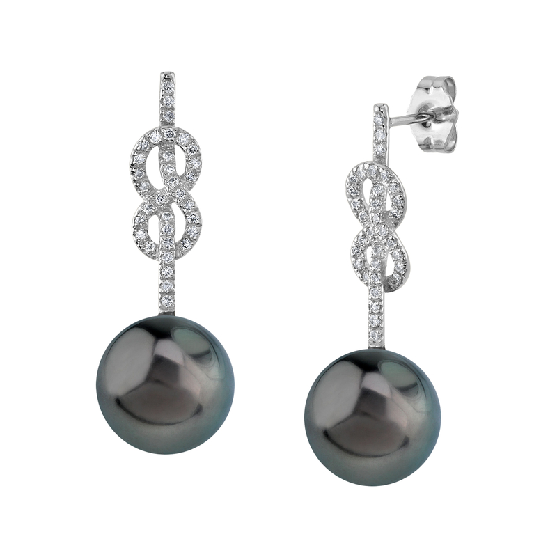 Tahitian South Sea Pearl & Diamond Levana Infinity Earrings