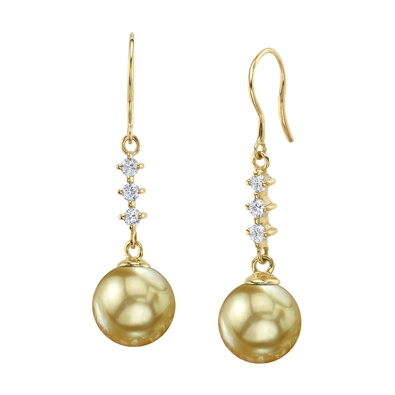 Golden Pearl & Lab Grown Diamond Lydia Earrings