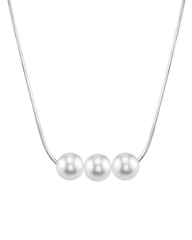 Pearl Moments - 7mm Freshwater Pearl Silver Adjustable Chain Necklace - Model Image