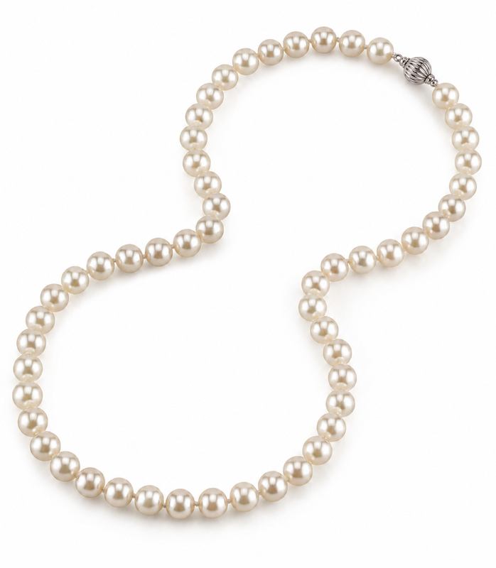 7.5-8.0mm Japanese Akoya White Pearl Necklace - AA+ Quality