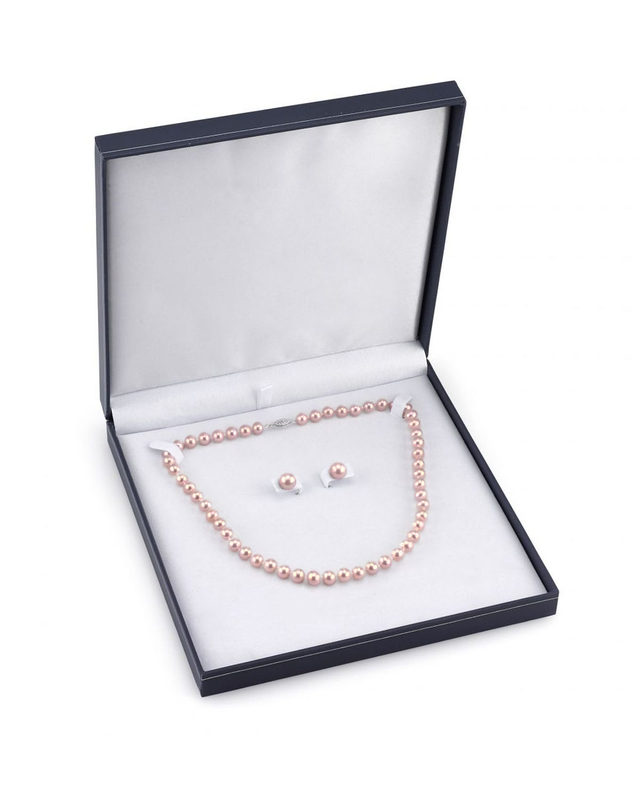 8.0-8.5mm Pink Freshwater Pearl Necklace & Earrings - Third Image
