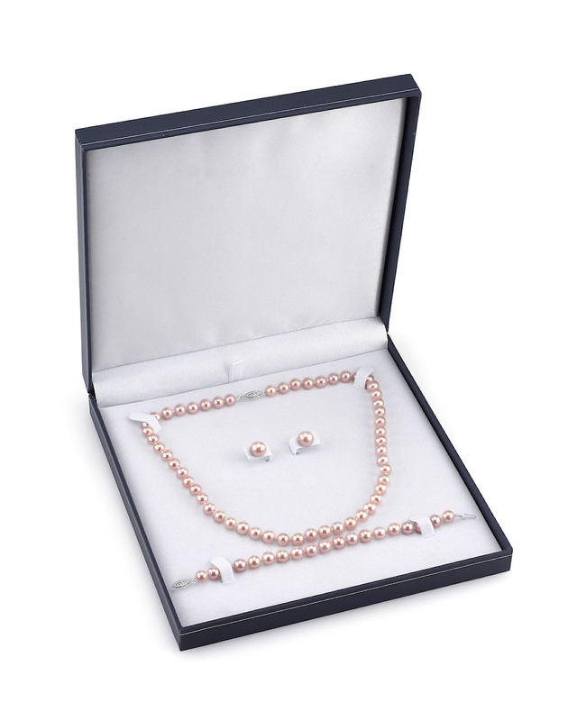 8.0-8.5mm Pink Freshwater Pearl Necklace, Bracelet & Earrings - Third Image