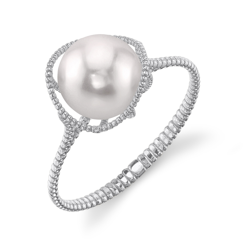 14K Gold Akoya Pearl Raven Ring