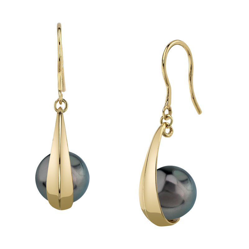 14K Gold Tahitian South Sea Pearl Regina Earrings