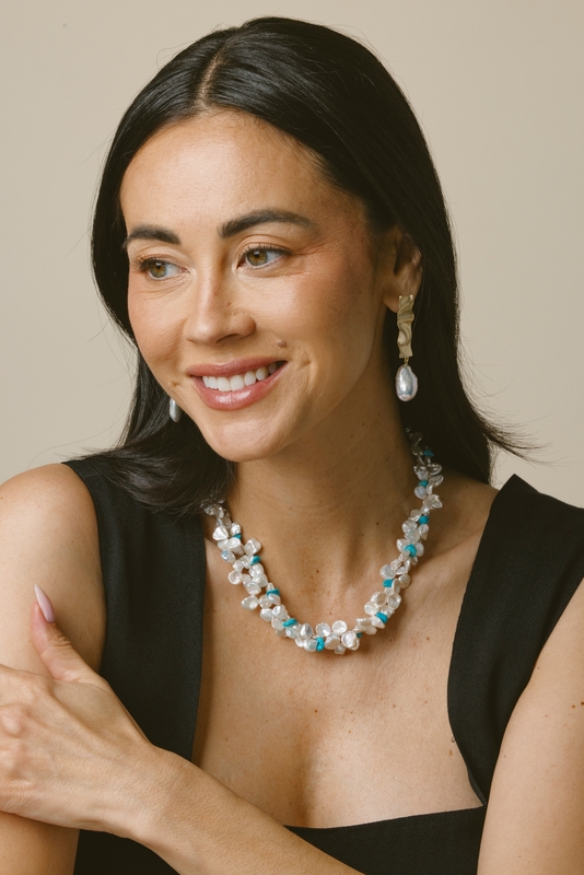 White Freshwater Baroque Pearl Reagan Earrings - Secondary Image