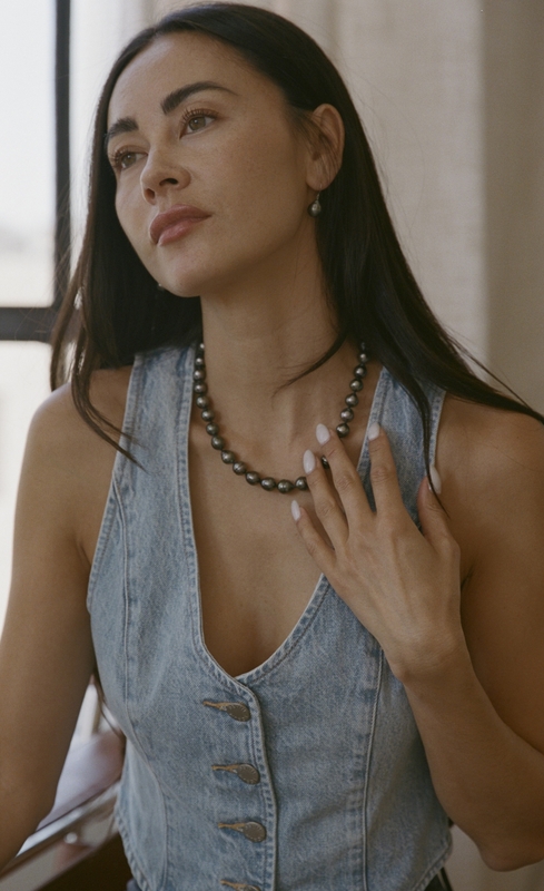 8-10mm Dark Tahitian South Sea Baroque Pearl Necklace - Secondary Image