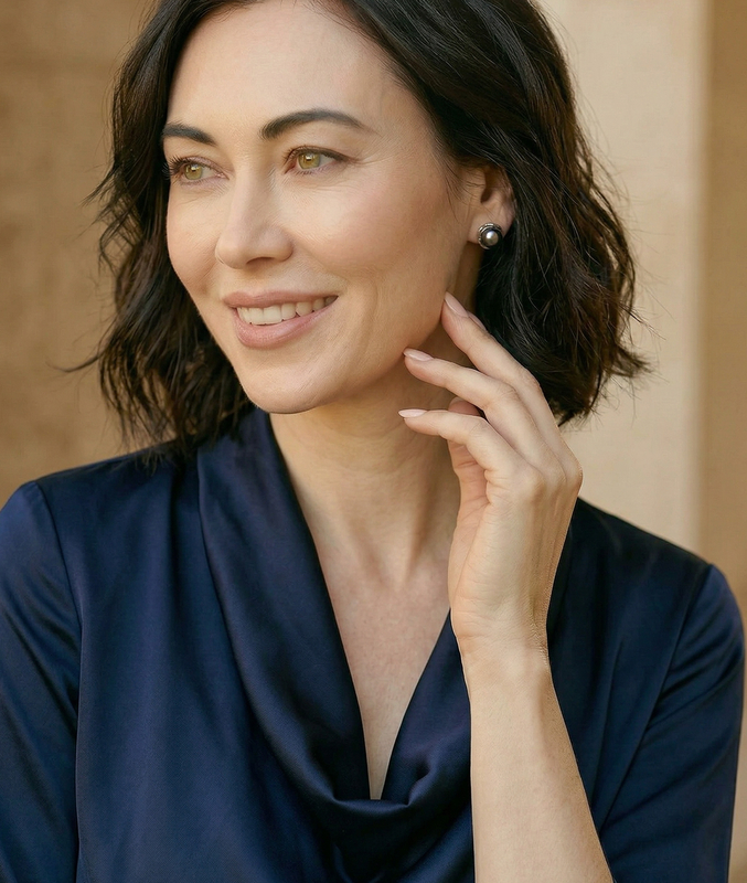 Tahitian South Sea Pearl Lexi Earrings - Model Image