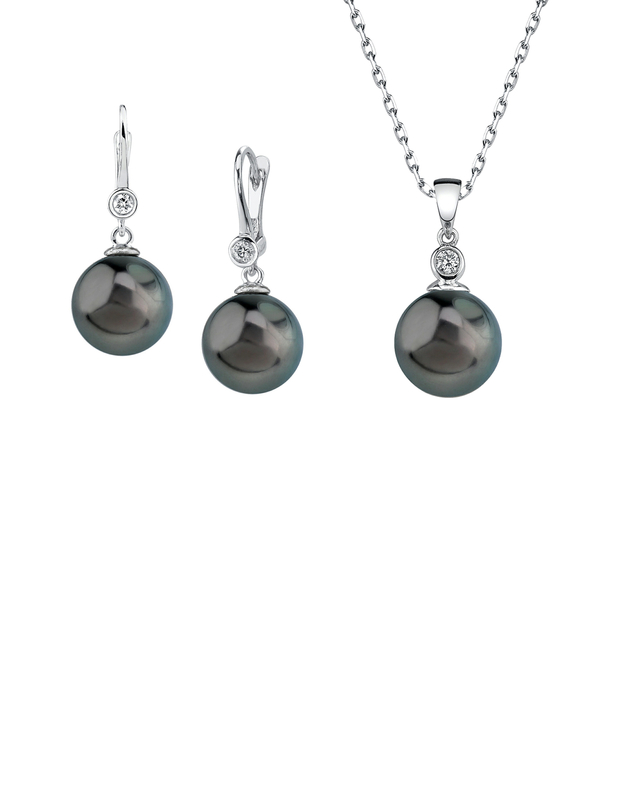 Tahitian South Sea Pearl & Diamond Michelle Jewelry Set - Model Image