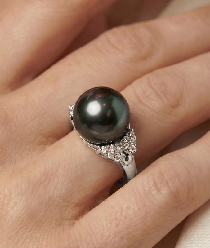 Tahitian South Sea Pearl & Diamond Nora Ring - Secondary Image