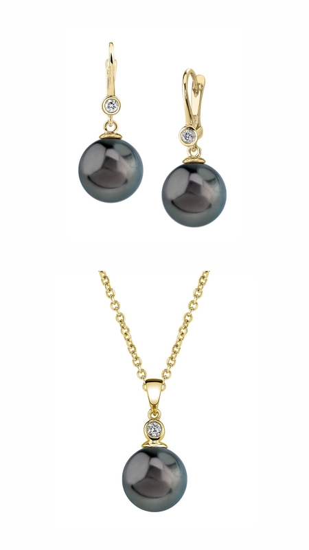 Tahitian South Sea Pearl & Diamond Michelle Jewelry Set
