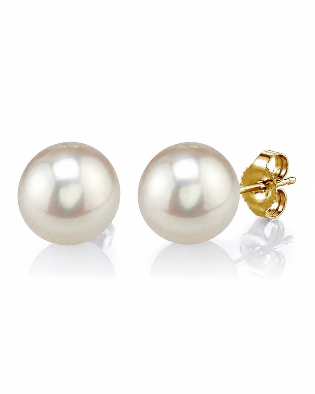 10mm White Freshwater Round Pearl Stud Earrings