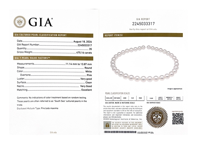 11-13mm White South Sea Round Pearl Necklace AAAA Quality - GIA Certified - Model Image
