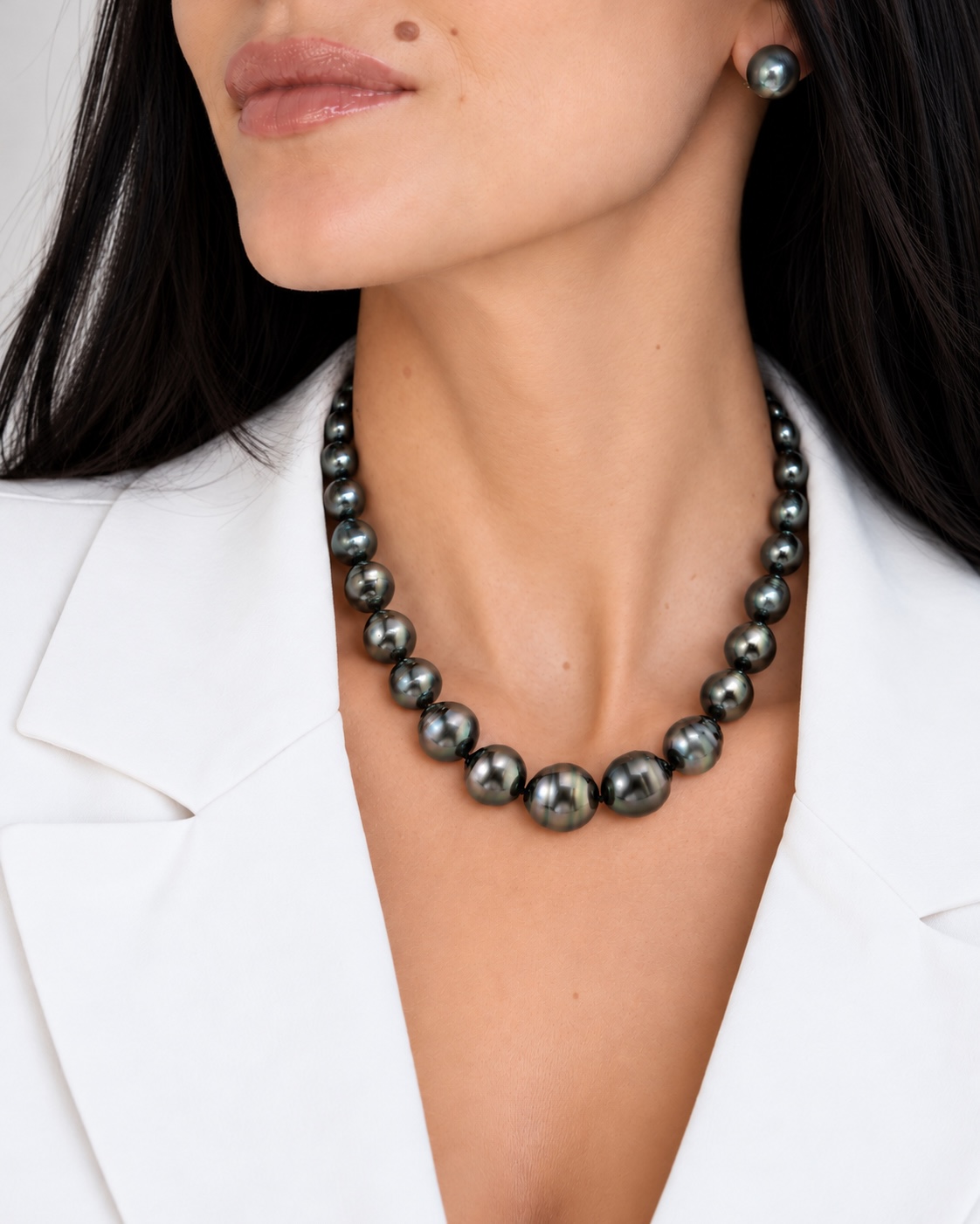 10-12mm Tahitian South Sea Baroque Pearl Necklace - Model Image